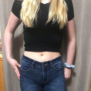Black cropped t shirt